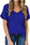 Women's V-Neck Short Sleeve Shirts Loose Casual Basic Tee T-Shirt Cute Tops Blue