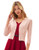 GRACE KARIN Women's Cropped Cardigan 3/4 Sleeve V-Neck Button Down Open Front Ribbed Knit Shrug Sweater Pink