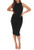 Pink Queen Women's Sexy High Neck Sleeveless Ruched Elegant Bodycon Knit Midi Club Dress Black M