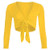 Rimi Hanger New Womens Long Sleeve Plain Front Tie Bolero Top Ladies Cropped Cardigan Shrug Yellow Small/Medium