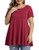 MONNURO Womens Short Sleeve Casual Loose Fit Flare Swing Tunic Tops Basic T-Shirt Plus Size-Wine Red- 2X-