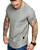 Fashion Mens T Shirt Muscle Gym Workout Athletic Short Sleeve Shirts Cotton Tee Shirt Top Grey