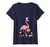 Womens Pretty Easter Flamingo with Easter Basket V-Neck T-Shirt