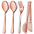 LIANYU 3 Large Copper Serving Spoons- 3 Copper Slotted Serving Spoons- 3 Copper Serving Forks- 3 Copper Serving Tongs- 9.8 Inch Stainless Steel Buffet Catering Serving Spoon Fork Set- Dishwasher Safe