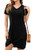 WANGZHI Women Summer Short Sleeve Loose Tshirt Dress V Neck Front Knot Twist Casual Dresses -Black-Small-