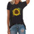 Hmazy Women T Shirts Short Sleeve Round Neck- Sunflower Printed Casual Summer Blouse Short Sleeve Shirt Tunic Top Black