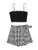 MakeMeChic Women's Solid Cami Crop Top  and  Plaid Print Wrap Skort 2 Piece Set Multi S