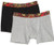 Ed Hardy Men's Open Mouth Tiger 2 Pack Boxer Brief- Black/Light Grey- Large