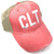 Custom Monogrammed CLT Charlotte Douglas International Airport Code Hat -Coral Distressed Pigment Dyed Trucker/White Thread- Ollie