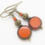 Handmade Burnt Orange Boho Earrings with Antiqued Brass