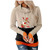POTO Women's Long Sleeve Sweatshirt Cute Christmas Reindeer Lightweight Tunic Hoodies Color Block Pullover Sweaters Tops Orange