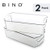 BINO Stackable Plastic Organizer Storage Bins, Medium - 2 Pack - Pantry Organization and Storage Refrigerator Organizer Bins Fridge Organizer Freezer Organizer Pantry Organizer Pantry Storage