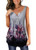 MODARANI Flowy Tank Top Black Gray Floral Print Tunic Top for Women Sleeveless Shirt M