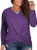 Womens Plus Size Tops Cross Front T-Shirts Loose Knotted Tunic Blouses Purple-24W