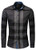 CLOTPUS Men's Cotton Long Sleeve Casual Plaid Shirts Collared Button Down Regular Fit 199 Black L