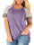 Womens Plus Size Tops Short Sleeve T Shirts Casual Blouses Light Purple 3X 24W