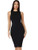 Verdusa Women's Sleeveless Round Neck Basic Bodycon Pencil Knee Length Dress Black M