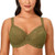 DELIMIRA Women's Lace Sheer Unlined Underwire Full Coverage Plus Size Minimizer Bra Yellow Olive 38H