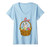 Womens Happy Easter Cute Bunny In Basket With Easter Eggs V-Neck T-Shirt