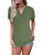 MISFAY Women's Short Sleeve V-Neck Button Loose Casual Tunic Tops Blouse Henley T Shirts -2XL- Army Green-