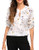 GEESENSS Women Chiffon Blouse Long Sleeve V Neck Tops Zip Up Casual Office Work Shirts White