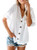 Aleumdr Womens Sexy V Neck Button Down Tops Casual Flowy Short Sleeve Blouses Shirts White XX-Large 18 20