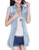 Omoone Women's Fashion Sleeveless Frayed Distressed Denim Duster Slim Jean Vest?Light Blue-XL?