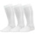 TeeHee Microfiber Compression Knee High Socks with Rib 3-Pack (Large (10-13), White)
