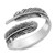 Open Oxidized Wrapped Leaf Ring New .925 Sterling Silver Feather Band Size 9