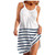 NJGRAE Wedding Dress Women's Club  and  Night Out Dresses Dress for Women Women's Fashion Sexy Sleeveless Striped Print Hem Print Loose Beach Dress White