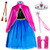 Party Chili Princess Costumes Birthday Party Dress Up for Little Girls/Long Sleeve with Cape-Wig-Crown-Gloves -130cm- Party Chili Princess Costumes Birthday Party Dress Up for Little Girls/Long Sleeve with Cape-Wig-Crown-Gloves -130cm-