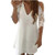 Fashion Women V-Neck Lace Hollow Out Strapless Solid Sexy Sling Dress White Fashion Women V-Neck Lace Hollow Out Strapless Solid Sexy Sling Dress White