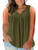 Womens Plus Size V Neck Henley Tank Tops Summer Sleeveless Buttons Up Pleated Flowy Casual Tunic Tops -3X- Army Green-