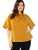 Romwe Women's Plus Size Short Sleeve Stand Collar Tied Neck Knot Blouse Top Ginger 3XL