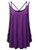 SSOULM Women's Loose Fit Flowy V Neck Sexy Pleated Cami Tank Top with Plus Size Eggplant 2X