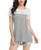 Women Lace Tops and Blouses Short Sleeve Summer Shirts for Women Casual Loose Blouse Shirts Grey-M-