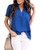 Allimy Women Summer Clothes Casual V Neck Chiffon Work Blouses Short Sleeve Tunic Tops Medium Blue