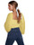 MakeMeChic Women's Swiss Dots Frill Trim Bishop Sleeve Crop Blouse Yellow S