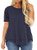 Plus Size Tops for Women 3X Short Sleeve Solid Color Casual Loose T Shirts Navy Blue 22W