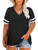 Plus Size Shirts for Women 4X Summer V Neck Tops Striped Tunics Black 26W