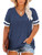 VISLILY Shirts for Women Plus Size 3X Short Sleeve Summer Tops  and  Tees Dark Blue 22W