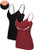 V FOR CITY Shelf Bra Camisoles for Women with Lace Trim V-Neck Camis Basic Undershirts 2 Pack M