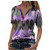 Womens T-Shirt Front Zipper Tops Lapel Geometric Print Long Sleeve Casual Blouse T-Shirt Ladies Color Block Pullovers Purple