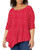 Star Vixen Women's Plus-Size Elbow-Cinch Sleeve Hanky Hem Top- red/White dot- 2X