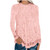 Meikosks Women's Lace Tops Long Sleeve O-Neck Blouses Pullover Solid Color T Shirt Casual Tunic Pink