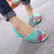 Women's Summer Flat Sandals Women's Beach Jelly Sandals Flat Hole Shoes Rainbow Plastic Sandals-004-37EU