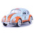 1966 Volkswagen Beetle 48 with Gulf Livery Light Blue with Orange Stripe 1/24 Diecast Model Car by Motormax 79655