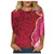 AODONG Women T-Shirt 3/4 Sleeve Shirts for Women Summer Casual Colorful Print Tops Round Neck Loose Pullover Soft Blouse Red