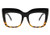 FEISEDY Square Oversized Reading Glasses Blue Light Blocking Reader Glasses Frame Eyewear Women B2627 Black-leopard 2.0x