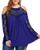 GAMISS Women's Casual Plus Size Tops Off Shoulder Lace Long Sleeve Loose Summer Shirts Blouse Royal Blue XL